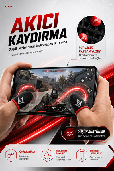 ZOİNCO E-spor Parmak Eldiveni - Ter Geçirmez Oyun Eldiveni (2 Çift - 4 Adet) Pubg/free Fire
