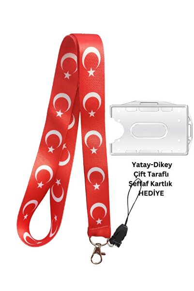 doktorbonem Turkish Flag Wide Card Strap Name Badge Neck Strap Lanyard Phone ...