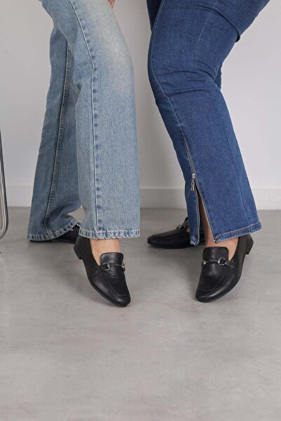 Stil Durağı LİZZY MODEL ORJİNAL DERİ TOKA DEAYLI LOAFER BABET SIYAH