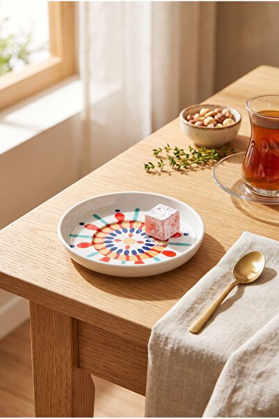 Paşabahçe Ikat Porselen Çay Tabağı Turuncu / Bej