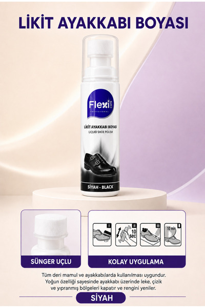 FLEXİCARE Siyah Likit Deri Ayakkabı Boyası 75 Ml