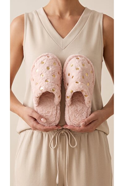 Beyond Women's Powder Pauntiye Rabbit Fur Indoor House Slippers 3 cm Byndatom01
