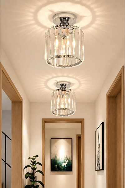 Luna Lighting Chiaro Forte Model Krom Renk Kaplama Kristal Taşlı Metal Gövde Luxury Serisi Modern Plafonyer Avize