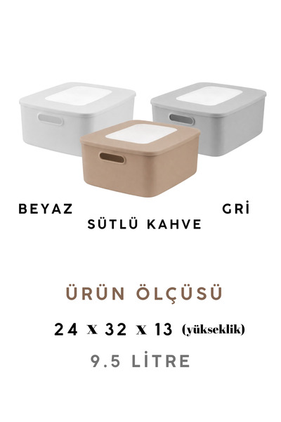 VALENT Nero 9.5 Lt 3'lü Çok Amaçlı Kapaklı Organizer Kutu Makyaj Banyo Mutfak Oyuncak Düzenleyici Karışık Renk Mix