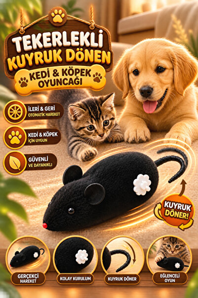House Bird Tekerlekli Kuyruk Dönen Kedi Köpek Oyuncağı Kurmalı Hareketli Fare...