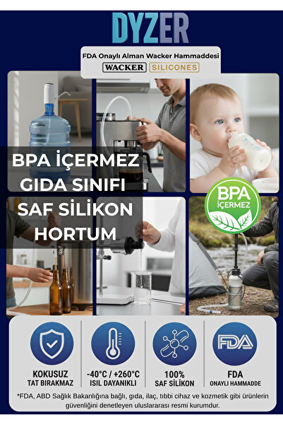 DYZER BPA İÇERMEZ - GIDA SINIFI SAF SİLİKON HORTUM 6X8 (1 metre) (İç Çap: 6mm...