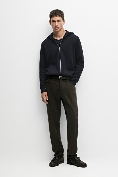 Massimo Dutti %100 pamuklu kapüşonlu triko hırka