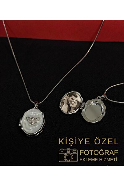 Melisa Takı & Aksesuar 316L Çelik Gümüş Renk Açılır Resimli Kolye (Fotoğraf e...