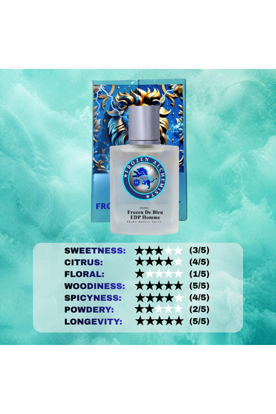 Frozen Alchemist Frozen De Bleu (FA004) Men Perfume EDP 100ml by | Citrus, Incense & Woody Scent | Long Lasting Aromatic Eau De Parfum for Men