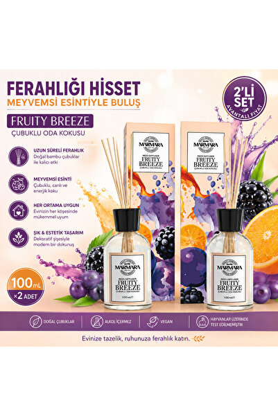 Marmara Fruity Breeze Reed Diffuser Bambu Çubuklu Oda Kokusu 100 ml  2adet