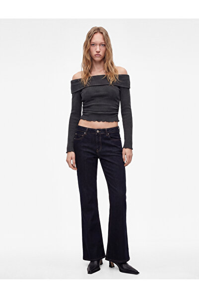 Koton Gathered Detailed Slim Fit Camisole Off-The-Shoulder Long Sleeve T-Shirt