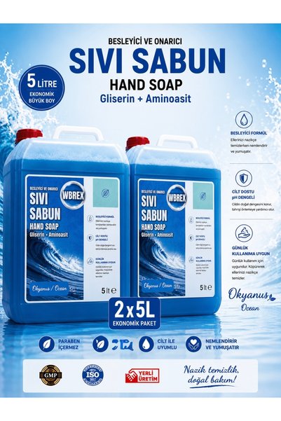 WBREX Besleyici ve Onarıcı Sıvı El Sabunu 5lt * 2 Adet Okyanus Kokulu