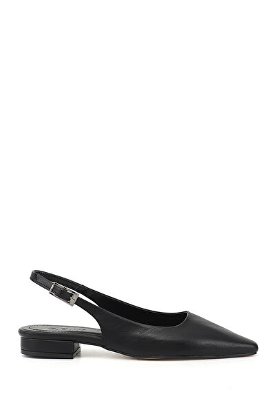 GÖNDERİ(R) Women's Black Blunt Toe Open Back Shoes