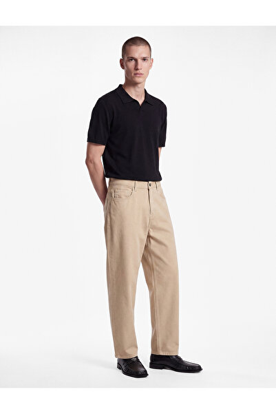 Koton Cotton Comfortable Fit Regular Waist Pocketed Straight Leg Barrel Trousers