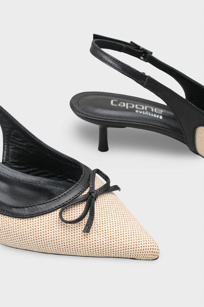 Capone Outfitters Gwenn Hakiki Deri Sivri Burunlu Arkası Açık Orta Topuklu Kadın Ayakkabı