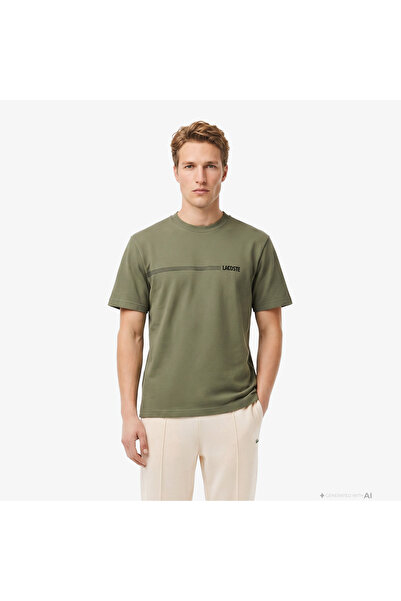 Lacoste Erkek Relaxed Fit Bisiklet Yaka Baskılı Haki T-Shirt