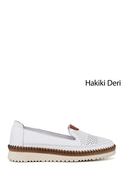 GÖNDERİ(R) Women's White Genuine Leather Comfort Shoes