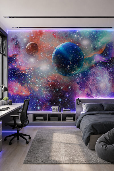 dreamwall Galaksi Yıldızlar Desenli Silinebilir Tekstil Duvar Kağıdı