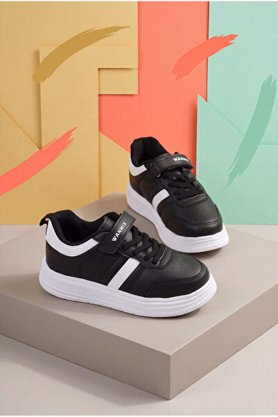 Tonny Black Children's Unisex Black and White Comfortable Fit Striped Side Ve...