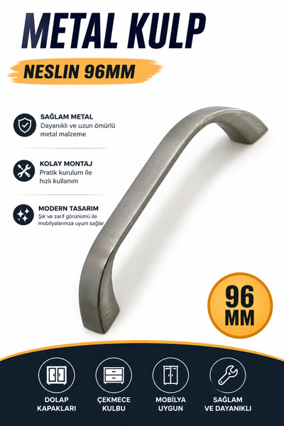 NUBLADO Ντελικάτο (96 mm - 9,6 cm) Μεταλλικά Έπιπλα Κουζίνας Συρτάρι Ντουλάπα...