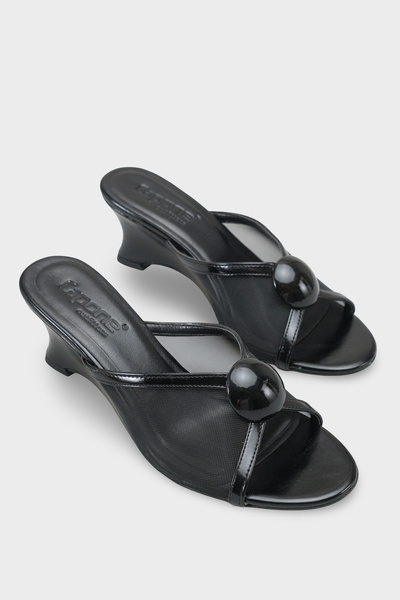 Capone Outfitters Rachele Feta Wedge Heeled Mesh Stylish Women's Slippers