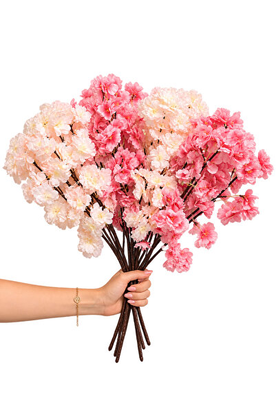 Beitna Helw Set of 4 High-Density Artificial Cherry Blossom Bunches — Pink & ...