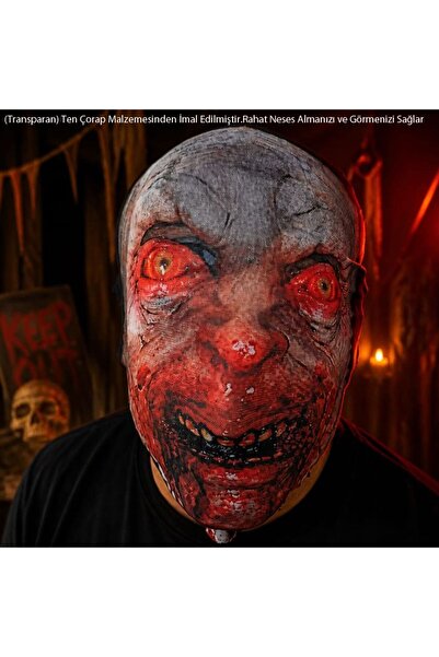 partidolu Halloween Kanlı Surat Zombie 3D Boyutlu Transparan Kumaş Baskı Bike...