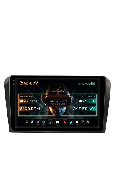 AutoDrop Navigatie Mazda 3 (2003-2009),Android 13,V-Octa/4GB RAM+64GB ROM,9.5"