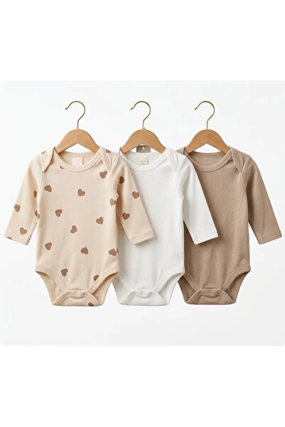 3'lü KADİFE %100 ORGANİK PAMUKLU DESENLİ 3 LÜ BADY 3 Ay,6 Ay,9 Ay,12 Ay unisex bebek çıtçıtlı zıbın yumuşak dokulu pamuklu yenidoğan bebek zıbın bebek body