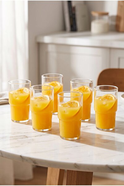 Paşabahçe Hill Set of 6 Transparent Soft Drink Glasses 440 Cc