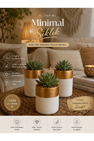 Horizon Home Dekoratif Beton saksı 3'lü Set