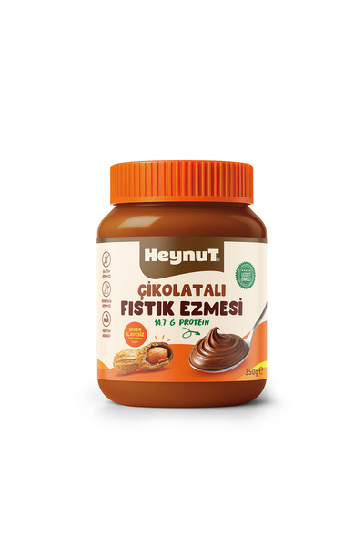 HEYNUT Şeker İlavesiz Çikolatalı Fıstık Ezmesi 350 g Katkısız Glutensiz Vegan...