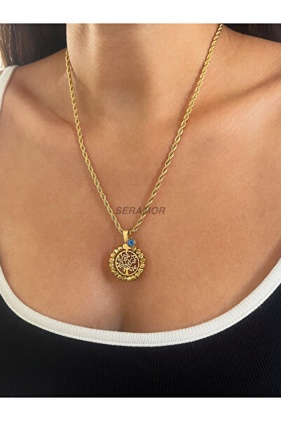 SERAMOR Dorica Framed Auger Chain Anti Tarnish Steel Life Tree Necklace