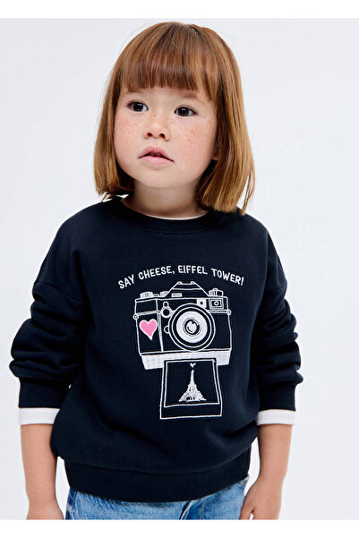 MANGO Baby Sweatshirt with Embroidered Drawing