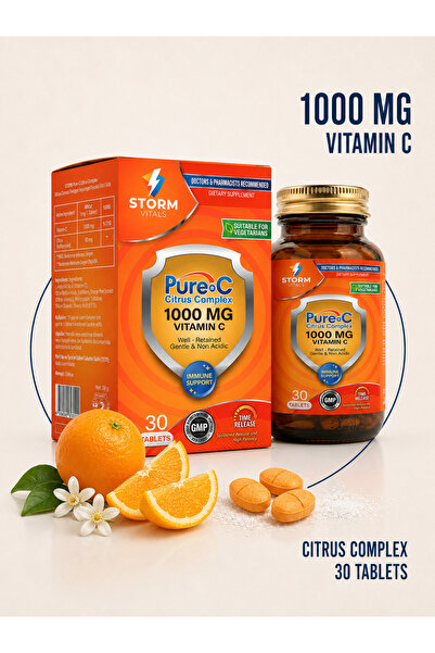 STORM VİTALS Pure C Citrus Complex C Vitamini 1000 mg Portakal Ekstreli 30 Ta...