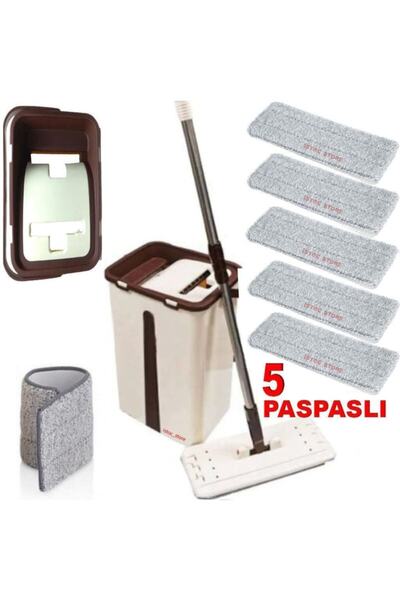 Genel Markalar Microfiber Tablet Mop 5 Paspaslı Temizlik Seti 6+6=12 Litre Ko...