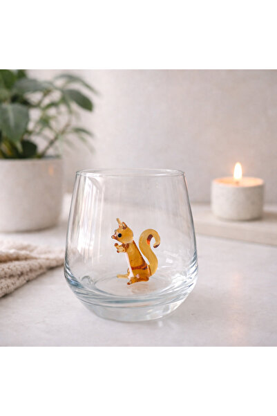 ADAMODART Squirrel Glass Water Cup with Glass Figure - Single