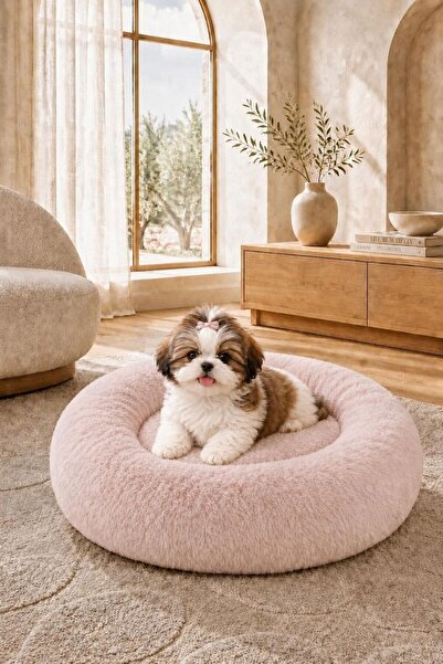 Pembe Köpek Yatağı – Küçük ve Orta Irk Köpek, Yavru Köpek ve Kedi için Konforlu Peluş Yatak , Şık ve Dekoratif Wellsoft Köpek Yatağı, Peluş Kedi Yatağı Hayvan Yatağı