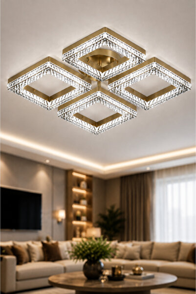 Elora Home Aria Model eskitme 4"lü Ledli 3 Renk Modu Kristal Salon Mutfak Yat...
