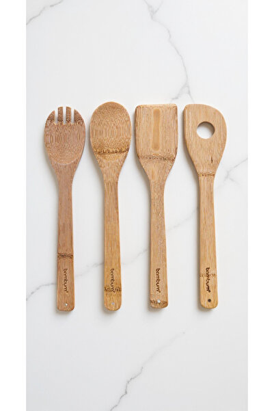 Bambum Ravili - 4'lü Servis Maşa Spatula Kaşık Seti