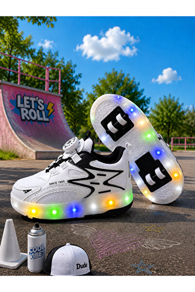 CCTWİNS KİDS Çocuk Patenli Işıklı Spor Ayakkabı Sneakers Ortopedik Taban Yürü...