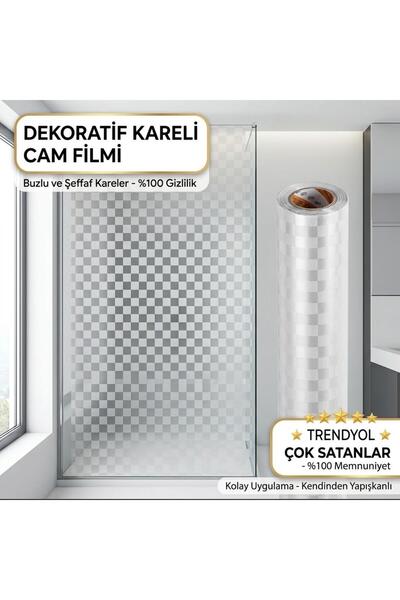 OSSOFOL Statik kendinden yapışkanLı dekoratif cam filmi 127 x 1 metre kareli