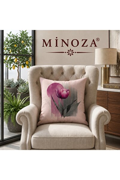 MİNOZA Husă decorativă pentru pernă cu model de lalele, imprimată digital