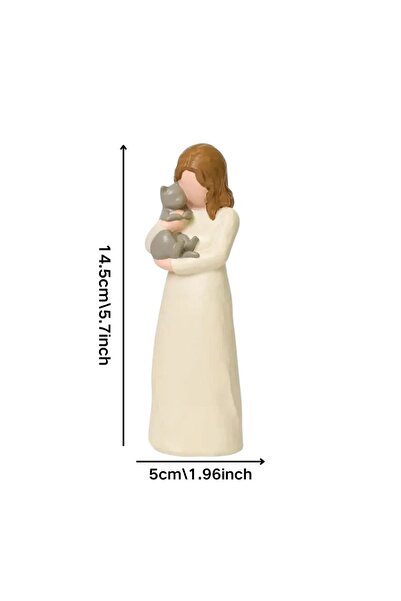 Choice Light Yellow 1 Piece Hand-Painted Resin Friendship Sculpture - Cat Ang...