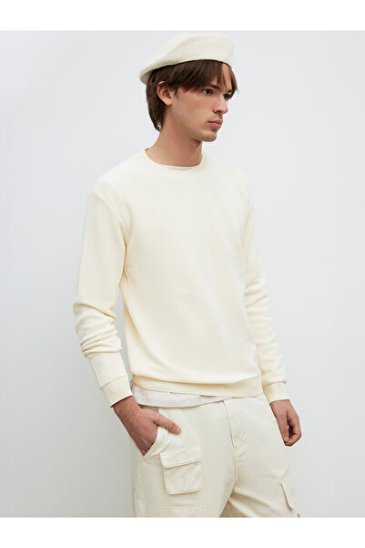 LC Waikiki Lcw Vision Ecru Knitwear Flat Oval Collar Men's Sweater with Nevav...