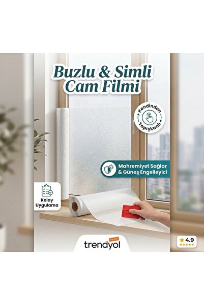 OSSOFOL Statik kendinden yapışkanLı dekoratif cam filmi 127 x 1 metre düz simli