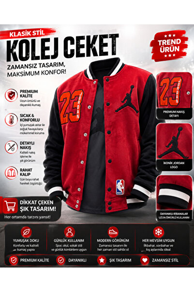 FG KONNİCHİWA Bomber College Coat with Elastic Waist I College Jacket with As...
