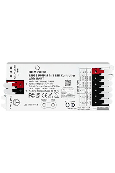 Choice1 2 year DOM-WLE-ACLE DOMRAEM ESP32 PWM 5-in-1 WLED Controller with UAR...