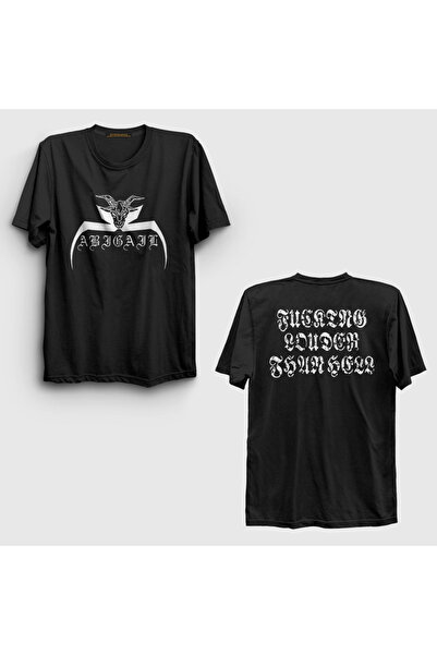Presmono Unisex Black Louder Than Hell Abigail Back Printed T-Shirt 567688Tt