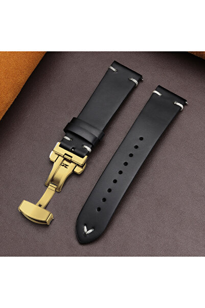 Choice12 20mm Black-Gold 18mm 20mm 22mmBracelet for Seiko Vintage Oil Wax Lea...